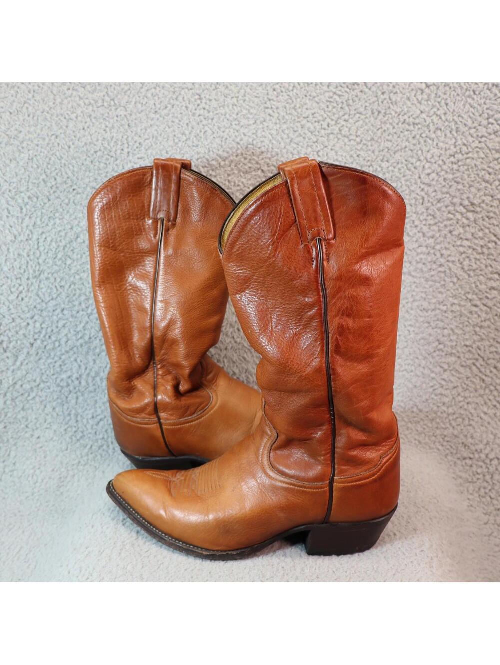 Vintage Tony Lama Leather Ol' Buck Tan Cowboy Boot 7EE #6152